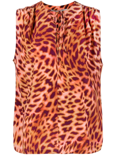 Stella Mccartney Animal-print Sleeveless Blouse In Pink