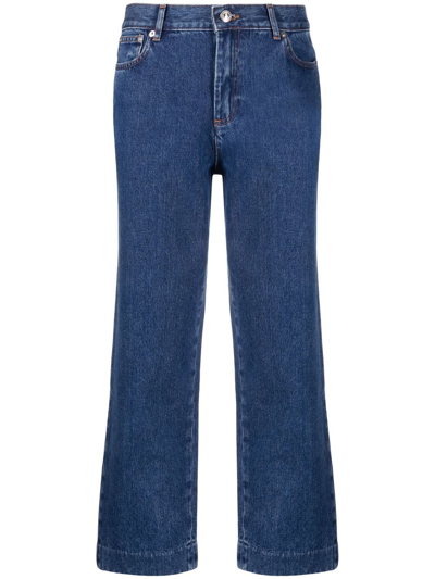 Apc Cropped Straight-leg Jeans In Blau