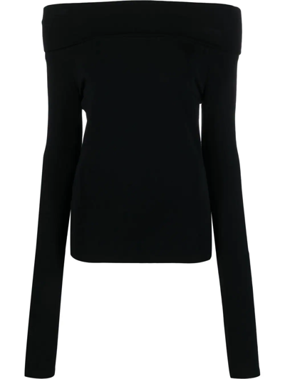 The Andamane Off-shoulder Long-sleeve Top In Black