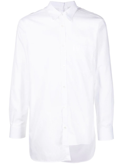 Lanvin Asymmetric Cotton Shirt In Neutrals
