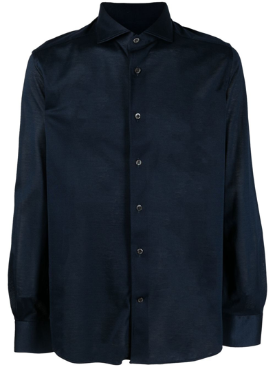 Corneliani Cotton Long-sleeved Shirt In Blue