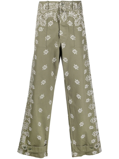 Amiri Green Bandana-print Cotton Trousers