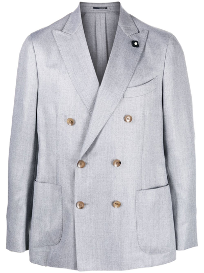 Lardini Double-breasted Tailored Blazer In Grey