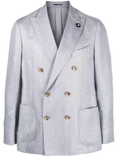 Lardini Double-breasted Tailored Blazer In Grau