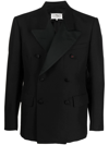 Maison Margiela Double-breasted Grain De Poudre Wool And Mohair-blend Blazer In Schwarz