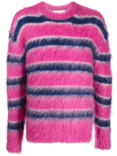 Marni Striped Brushed Mohair Blend Sweater In Multi-colored