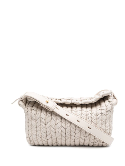 Nanushka The Busket Woven Faux-leather Shoulder Bag In Off White