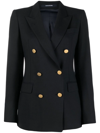 Tagliatore Fitted Double-breasted Button Blazer In Schwarz