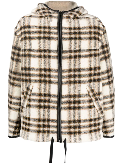 Isabel Marant Checked Leather-trim Hooded Jacket In Neutro