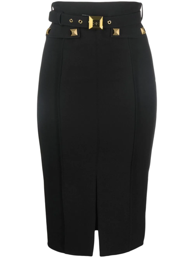 Elisabetta Franchi Black Pencil Skirt With Studs