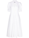 Ganni V-neck Organic Cotton Midi Dress In White