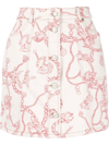 Ganni Printed Mini Skirt In Nude