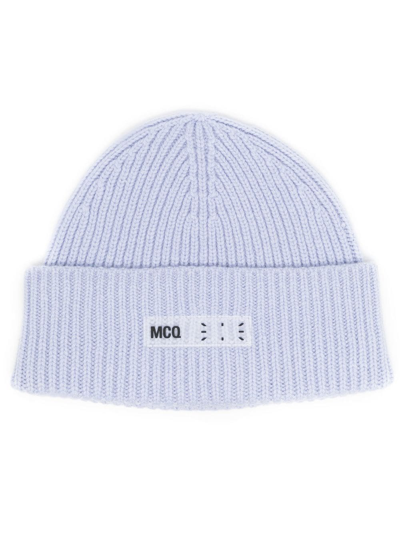 Mcq By Alexander Mcqueen Logo印花罗纹针织套头帽 In Violett