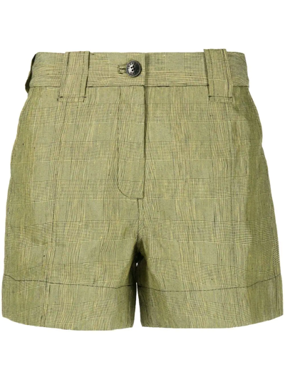 Ganni Yellow Linen Shorts In Gelb