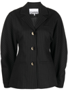 Ganni Black Striped Blazer In Schwarz