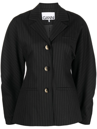 Ganni Black Striped Blazer