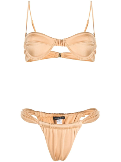 Manokhi Ruched Bikini Set In Nude