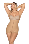 Leonisa Open Bust Body Shaper Boyshort With Firm Tummy Compression In Beige