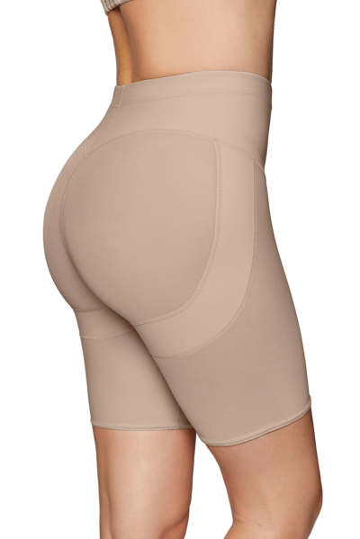 Leonisa Women's Firm Compression Butt Lifter Shaper Shorts In Light Beige