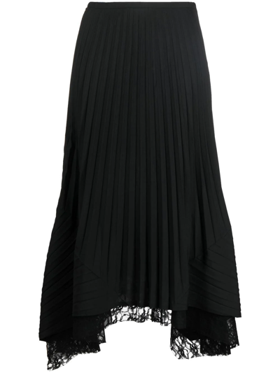 Pre-owned Issey Miyake 1990s Pleated Handkerchief Skirt In Black