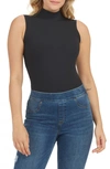 Spanx Suit Yourself Ribbed Mock Neck Sleeveless Smoother Bodysuit In Cassic Black