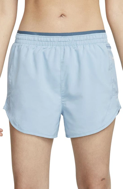 Nike Women's Tempo Luxe 3" Running Shorts In Worn Blue/ Ash Green