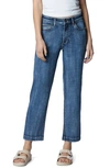 Hint Of Blu Clever High Waist Slim Straight Leg Jeans In Tide Blue Dark