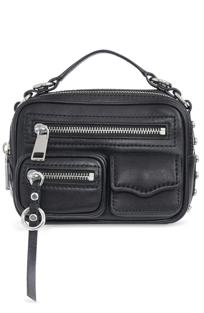 Rebecca Minkoff Jett Mini Zip Top Handle Crossbody Bag In Black/silver