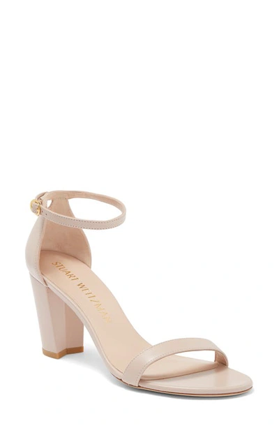 Stuart Weitzman Nearlynude Ankle Strap Sandal In Adobe Leather