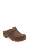 Sanita Kristel Stud Leather Clog In Antique Brown