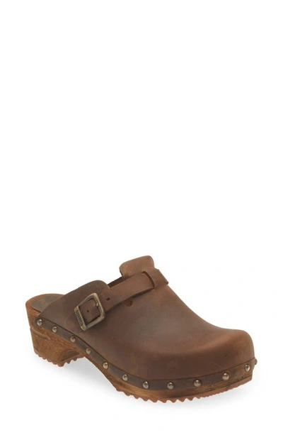 Sanita Kristel Stud Leather Clog In Antique Brown