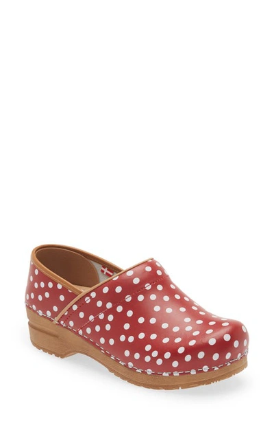 Sanita Roxbury Polka Dot Clog In Red