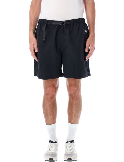 Nike Acg Straight-leg Logo-embroidered Belted Nylon Shorts In Black