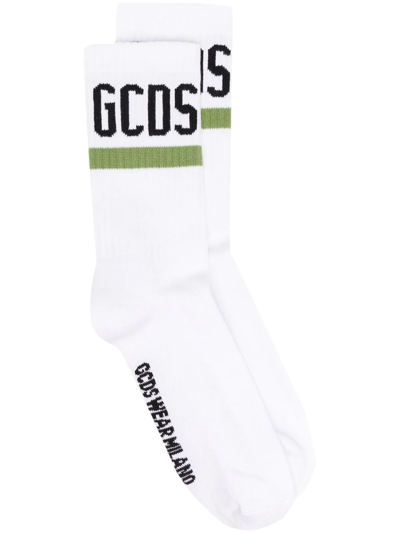 Gcds Logo Cotton-blend Socks In Green