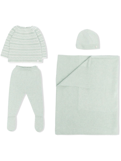 Paz Rodriguez Babies' Knitted Romper Set In Green