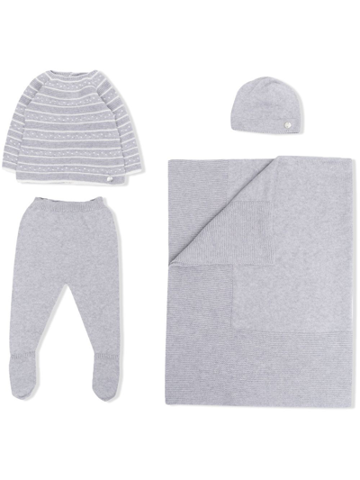 Paz Rodriguez Babies' Knitted Romper Set In Grey