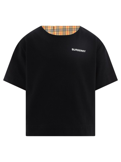 Burberry Kids Check Panelled Crewneck T In Multi