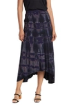 Go Couture Asymmetric Hi-low Skirt In Charcoal Print 1