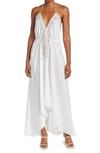 Ranee's Embellished Halter Maxi Dress In White