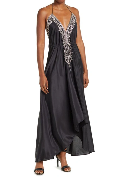 Ranee's Embellished Halter Maxi Dress In Black