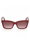 Max Mara 55mm Rectangular Sunglasses In Shiny Red / Gradient Brown