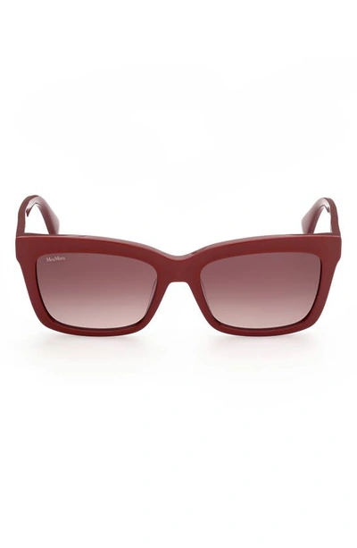 Max Mara 55mm Rectangular Sunglasses In Shiny Red / Gradient Brown