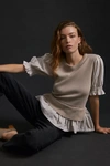 By Anthropologie Layered Poplin-sleeved Sweater In Assorted