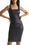 Commando Fitted Faux-leather Square-neck Dress In Black