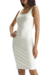 Commando Fitted Faux-leather Square-neck Dress In White