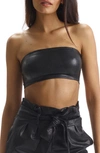 Commando Faux Leather Bandeau Bralette In Black