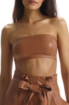 Commando Faux Leather Bandeau Bralette In Cocoa
