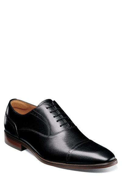 Florsheim Alanzo Leather Cap Toe Derby In Black