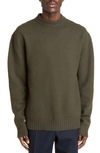 Jil Sander Classic Crewneck Wool Sweater In Military Green