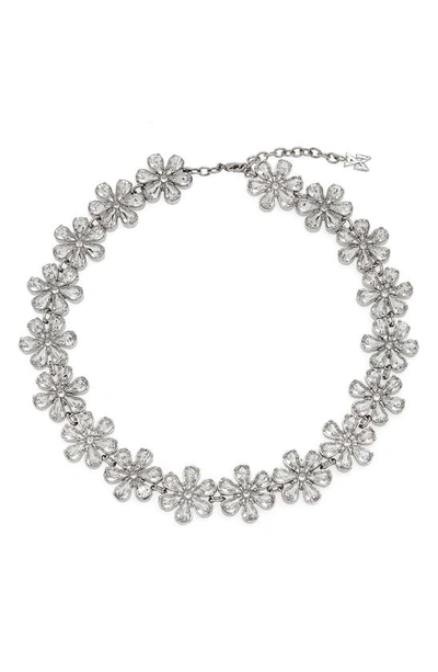 Amina Muaddi Lily Floral Crystal Collar Necklace In White